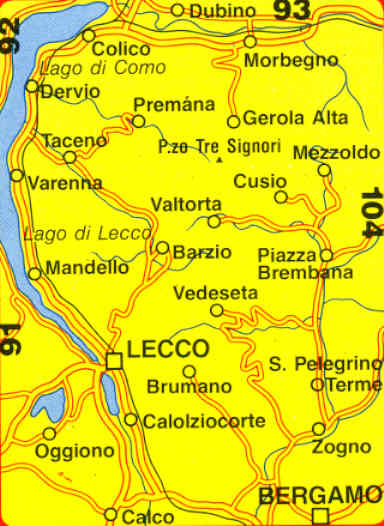 immagine di mappa topografica mappa topografica 105 - Lecco, Valle Brembana