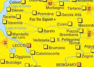 immagine di mappa topografica mappa topografica n.105 - Lecco, Valle Brembana - con Oggiono, Zogno, Brumano, Morbegno, Varenna, Tartano - mappa plastificata