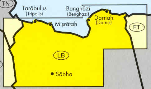 immagine di mappa stradale mappa stradale Libia / Libya / Libyen