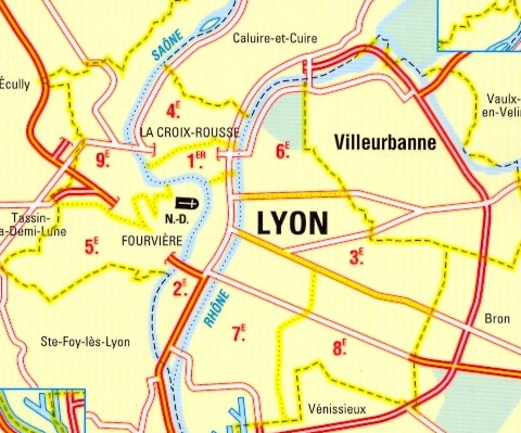 immagine di mappa di città mappa di città Lione / Lyon - mappa della città - mappa Michelin n.31 - Villeurbanne et son agglomeration