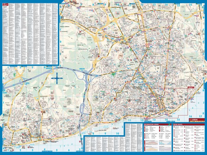 immagine di mappa stradale mappa stradale Lisbona - con Baixa, Alfama, Mouraria, Cascais e Estoril, Distretto di Lisbona e dintorni - mappa della città plastificata, impermeabile, scrivibile e anti-strappo - dettagliata e facile da leggere, con trasporti pubblici, attrazioni e luoghi di interesse - nuova edizione