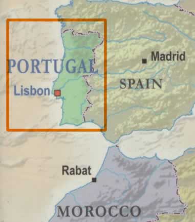 immagine di mappa stradale mappa stradale Lisbona e Portogallo - mappa della città di Lisbona, con mappa stradale del Portogallo