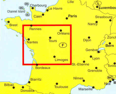 immagine di mappa stradale mappa stradale Loira, Poitou, Berry, Limosino