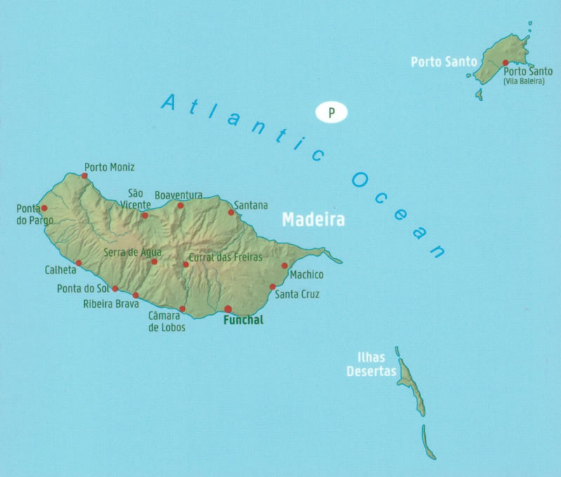 immagine di mappa stradale mappa stradale Madeira - mappa stradale ed escursionistica - con Isola di Porto Santo e Isole Desertas - con sentieri, spiagge, percorsi panoramici - edizione 2025