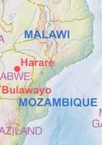 immagine di mappa stradale mappa stradale Malawi e Mozambico - con Lilongwe, Blantyre, Beira, Maputo - mappa stradale
