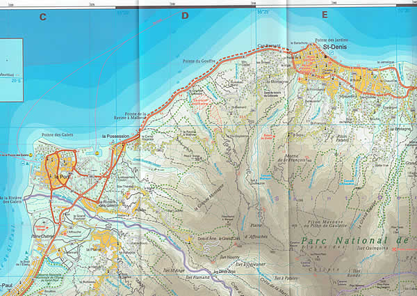 immagine di mappa stradale mappa stradale Mauritius, Reunion, Rodrigues - con Port Louis, Curepipe, Vacoas-Phoenix, Quatre Bornes, Goodlands, Beau Bassin-Rose Hill, Bel Air, Chemin Grenier, Surinam, St Pierr, Rodrigues, Agalega, Ile Plate - mappa impermeabile e antistrappo - con spiagge, percorsi per il trekking, luoghi panoramici e parchi naturali