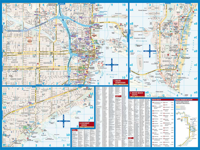 immagine di mappa di città mappa di città Miami - mappa della città plastificata, impermeabile, scrivibile e anti-strappo - dettagliata e facile da leggere, con trasporti pubblici, attrazioni e luoghi di interesse - nuova edizione