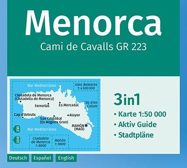 immagine di mappa topografica mappa topografica Minorca / Menorca - mappa escursionistica, con spiagge, itinerari, luoghi panoramici - Kompass n.243 - compatibile con GPS - EDIZIONE 2022