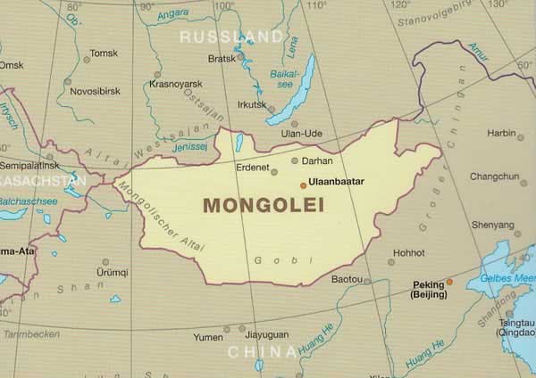 immagine di mappa stradale mappa stradale Mongolia - con Ulaanbaatar, Erdenet, Darhan, Deserto dei Gobi e Oasi - mappa impermeabile e antistrappo - nuova edizione