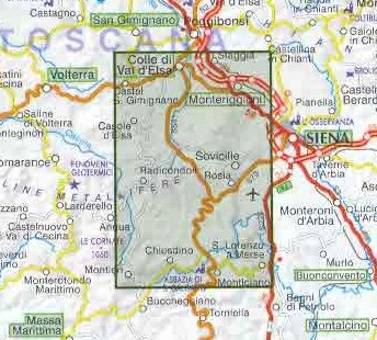 immagine di mappa topografica mappa topografica Montagnola Senese - con Monteriggioni, Casole d'Elsa, Radicondoli, Sovicille, Rosia, Chiusdino