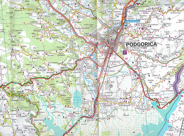 immagine di mappa stradale mappa stradale Montenegro - mappa stradale con luoghi panoramici, parchi e riserve naturali - EDIZIONE 2026