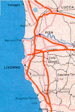 immagine di mappa topografica mappa topografica Monti Pisani, Colline Livornesi