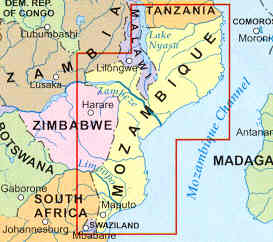 immagine di mappa stradale mappa stradale Mozambico / Mozambique / Mozambik