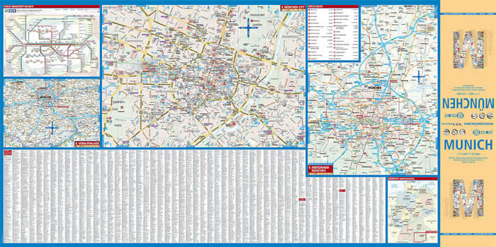 immagine di mappa di città mappa di città Munchen / Munich / Monaco (di Baviera) - mappa della città plastificata, impermeabile, scrivibile e anti-strappo - dettagliata e facile da leggere, con trasporti pubblici, attrazioni e luoghi di interesse - nuova edizione