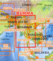 immagine di mappa stradale mappa stradale Myanmar / Burma / Birmania - con Yangon (Rangoon) e Mandalay