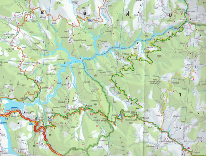 immagine di mappa stradale mappa stradale Nepal, Bhutan, Himalaya - con Kathmandu, Annapurna, Monte Everest, Pokhara, Bhaktapur, Chitwan National Park - edizione Settembre 2023