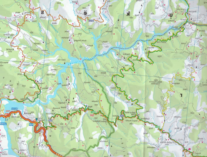 immagine di mappa stradale mappa stradale Nepal, Bhutan, Himalaya - con Kathmandu, Annapurna, Monte Everest, Pokhara, Bhaktapur, Chitwan National Park
