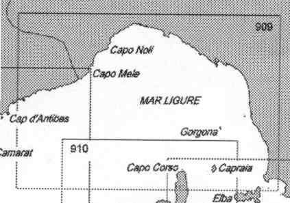 immagine di carta nautica carta nautica 909 INT 3300 - Da Nizza a Piombino