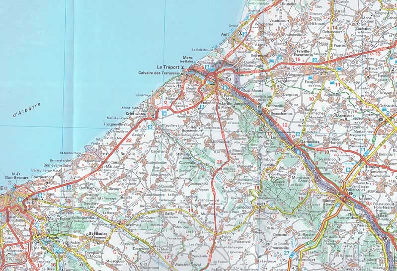immagine di mappa stradale mappa stradale Normandia / Normandie / Normandy - con Rouen, Caen, Dieppe, Le Havre, Lisieux, Evreux, Argentan, Alençon, Bayeux, Saint-Lô, Avranches, Cherbourg-Octeville - mappa stradale Michelin n.513 - con stazioni di servizio e autovelox - EDIZIONE 2024
