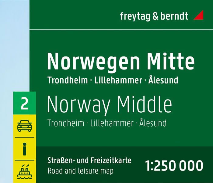 immagine di mappa stradale mappa stradale Norvegia Centro-Sud - set di 2 mappe stradali con cartografia dettagliata ed aggiornata - con Oslo, Bergen, Stavanger, Trondheim, Lillehammer, Alesund - edizione 2025
