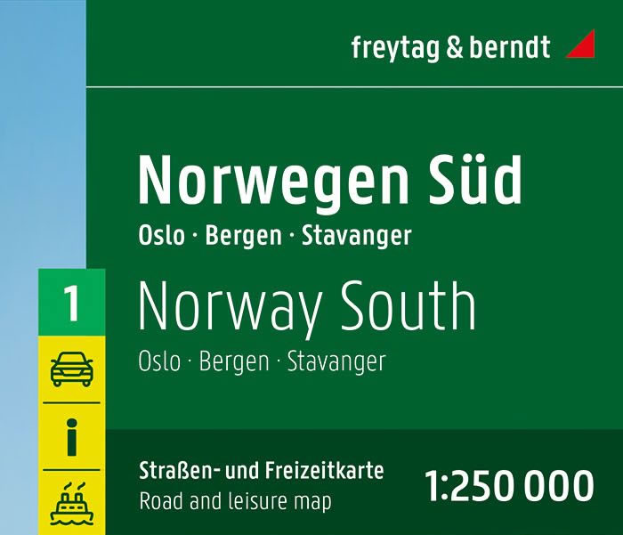 immagine di mappa stradale mappa stradale Norvegia Centro-Sud - set di 2 mappe stradali con cartografia dettagliata ed aggiornata - con Oslo, Bergen, Stavanger, Trondheim, Lillehammer, Alesund - edizione 2025