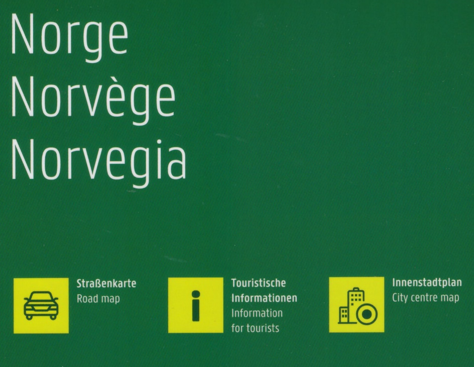 immagine di mappa stradale mappa stradale Norvegia - con Oslo, Stavanger, Molde, Bodø, Oslo, Drammen, Sarpsborg, Hamar, Lillehammer, Skien, Kristiansand, Arendal, Bergen, Leikanger, Trondheim, Tromsø, Vadsø - con aree naturali e luoghi panoramici - EDIZIONE 2025