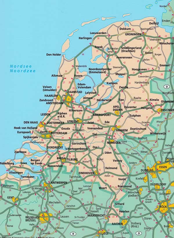 immagine di mappa stradale mappa stradale Olanda e Paesi Bassi/Nederland/Netherlands - con Amsterdam, Rotterdam, Eindhoven, Utrecht, Groningen, Den Haag/L'Aia - EDIZIONE 2024