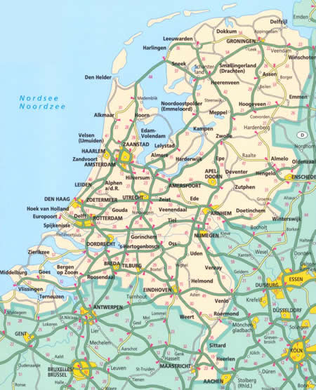 immagine di mappa stradale mappa stradale Olanda e Paesi Bassi/Nederland/Netherlands - con Amsterdam, Rotterdam, Eindhoven, Utrecht, Groningen, Den Haag/L'Aia - nuova edizione