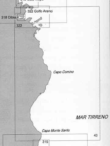 immagine di carta nautica carta nautica 43 - Da Olbia a Capo di Monte Santu