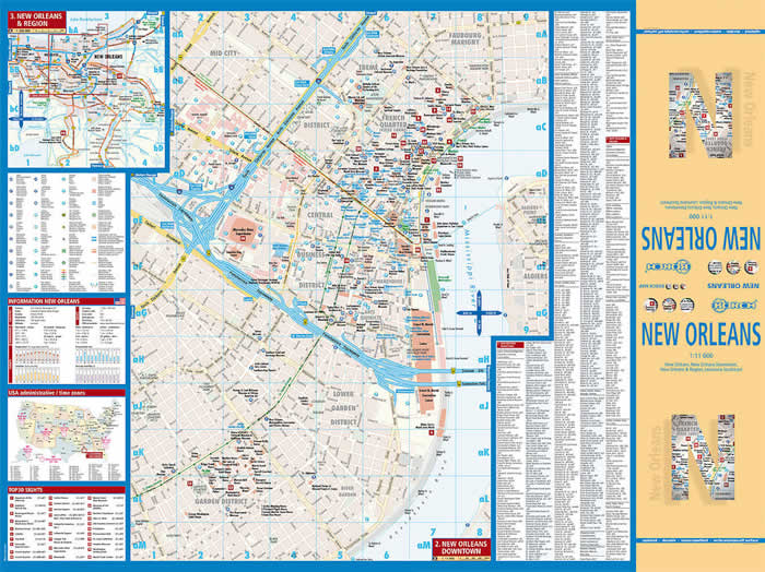 immagine di mappa di città mappa di città New Orleans - mappa della città plastificata, impermeabile, scrivibile e anti-strappo - dettagliata e facile da leggere, con trasporti pubblici, attrazioni e luoghi di interesse - nuova edizione