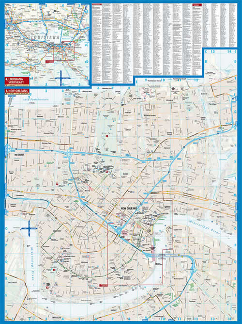 immagine di mappa di città mappa di città New Orleans - mappa della città plastificata, impermeabile, scrivibile e anti-strappo - dettagliata e facile da leggere, con trasporti pubblici, attrazioni e luoghi di interesse - nuova edizione