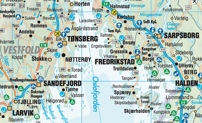 immagine di mappa di città mappa di città Oslo - mappa del centro e dei dintorni - mappa plastificata