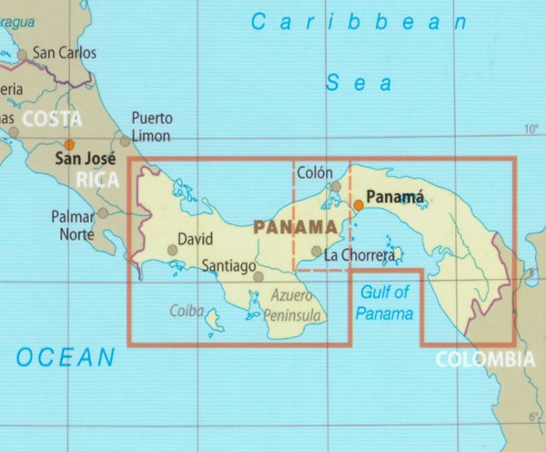 immagine di mappa stradale mappa stradale Panama - con spiagge, percorsi panoramici, parchi e riserve naturali - mappa escursionistica e stradale, impermeabile e antistrappo - nuova edizione