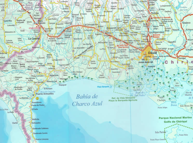 immagine di mappa stradale mappa stradale Panama - con spiagge, percorsi panoramici, parchi e riserve naturali - mappa escursionistica e stradale, impermeabile e antistrappo - nuova edizione