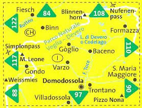 immagine di mappa topografica mappa topografica n.89 - Parco Naturale Alpe Veglia, Alpe Devero, Valle Antigorio, Val Formazza, Val Divedro, Domodossola, M. Leone, Gondo, Varzo, Trontano, S. Maria Maggiore, Pizzo Nona, Baceno, Binn, Fiesch - mappa plastificata, compatibile con GPS