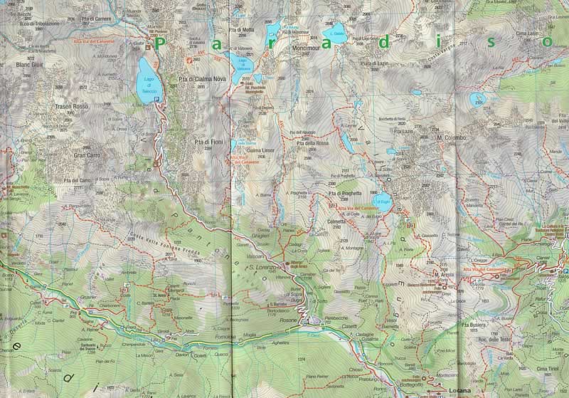immagine di mappa topografica mappa topografica Parco Nazionale del Gran Paradiso, Valle d' Aosta, Valle dell'Orco, Val di Rhêmes, Valgrisenche, Valsavarenche, Val d'Isère, Ceresole Reale, Ronco Canavese, Locana, Valprato Soana, Punta Tersiva - mappa escursionistica Kompass n.86 - plastificata, compatibile con GPS - nuova edizione
