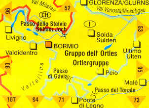 immagine di mappa topografica mappa topografica n.072 - Parco Nazionale dello Stelvio / Stilfser Joch - con Livigno, Peio, Ponte di Legno, Passo del Tonale, Bormio, Gruppo dell' Ortles