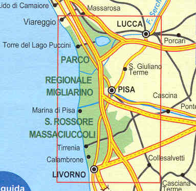 immagine di mappa topografica mappa topografica n.503 - Parco Regionale, Migliarino - S. Rossore e Massaciuccoli - monti pisani e colline livornesi