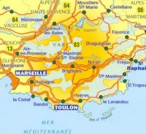 immagine di mappa stradale mappa stradale n.114 - Pays varois, Verdon Gorges - con Toulon, Marseille, St. Tropez