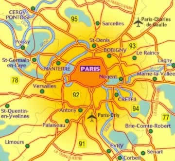 immagine di mappa stradale mappa stradale n.101 - Periferia di Parigi (con aeroporto di Charles de Gaulle, Paris Orly e dintorni di Cergy-Pontoise, Limours, Senart, Sarcelles)