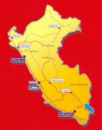 immagine di mappa stradale mappa stradale n.763 - Perù - con Lima, Arequipa, Trujillo, Iquitos, Chiclayo, Piura, Cusco
