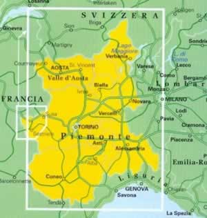 immagine di mappa stradale regionale mappa stradale regionale Piemonte e Valle d'Aosta - mappa plastificata