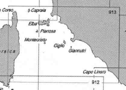 immagine di carta nautica carta nautica 913 INT 3310 - Da Piombino a Fiumicino e costa orientale della Corsica