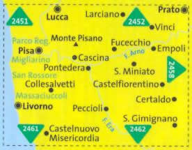 immagine di mappa topografica mappa topografica n.2457 - Pisa, Livorno, San Miniato, Empoli - Parco Regionale Migliarino, San Rossore Massaciuccoli, San Gimignano, Fucecchio, Certaldo, Collesalvetti, Peccioli - mappa plastificata, compatibile con sistemi GPS