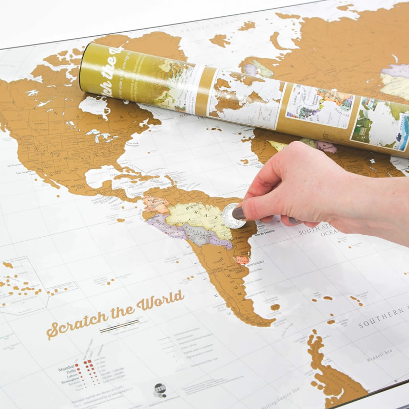 immagine di mappa murale mappa murale Planisfero da grattare! (Scratch Off World Map) - Gratta e Scopri il Mondo - mappa murale personalizzabile con cartografia di alta qualità, dettagliata e aggiornata - il regalo ideale per appassionati di viaggi - 84 x 60 cm - nuova edizione