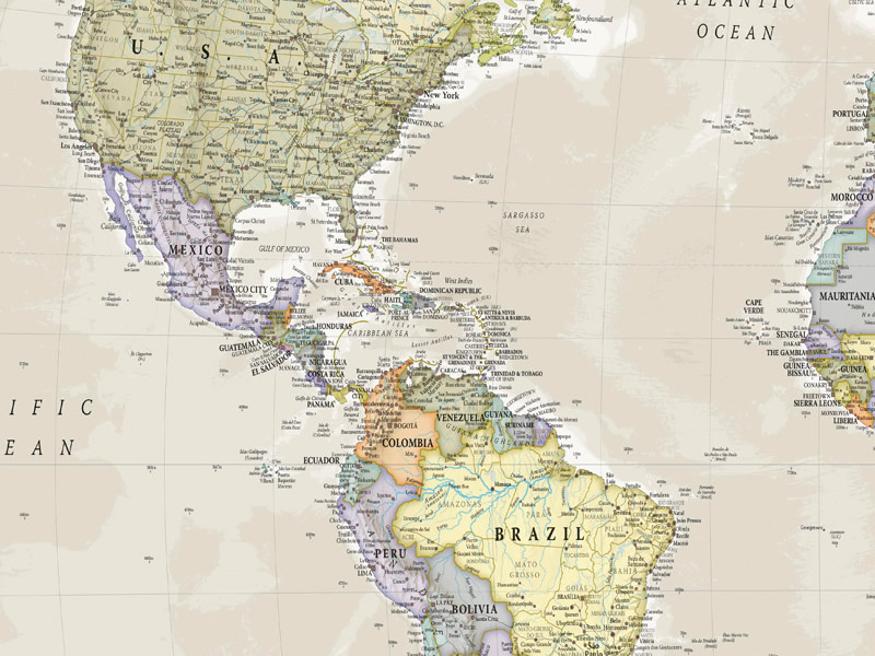 immagine di mappa murale mappa murale Planisfero moderno ed elegante, adatto per l'arredamento - plastificato - cartografia politica aggiornata - 200 x 120 cm - nuova edizione