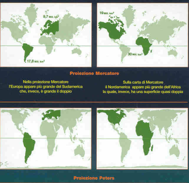 immagine di mappa mappa Planisfero Politico di Peters - La Carta del Mondo di Peters - Con la proiezione corretta del globo terrestre