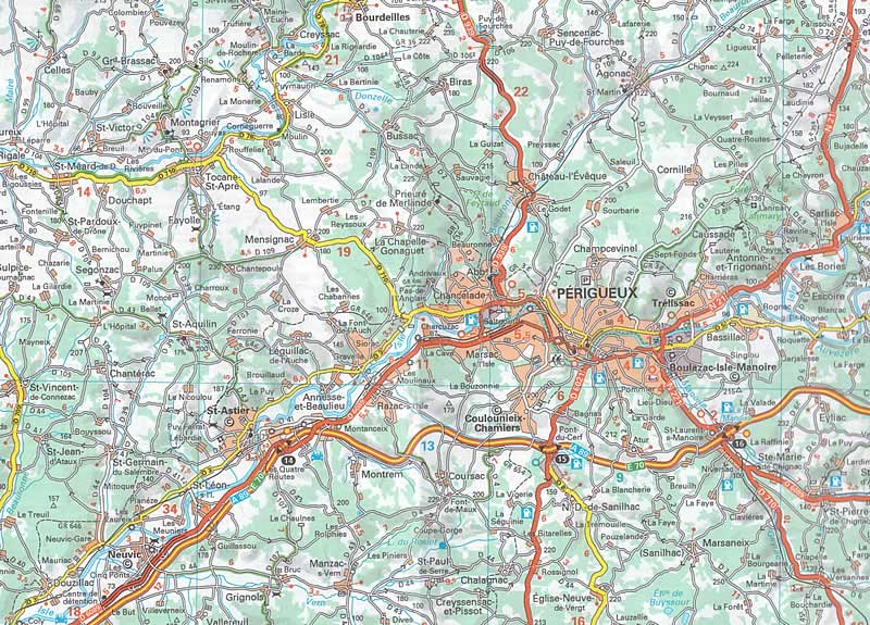 immagine di mappa stradale mappa stradale n. 521 - Poitou-Charentes - con Poitiers, Châtellerault, Montmorillon, Parthenay, Bressuire, Niort, Confolens, Angoulême, Cognac, Jonzac, Saintes, Saint-Jean-d'Angély, Rochefort, La Rochelle, Ile d'Oléron, Ile de Ré - mappa stradale con stazioni di servizio e autovelox - nuova edizione