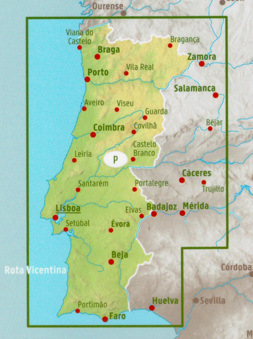 immagine di mappa stradale mappa stradale Portogallo - con Lisbona, Vila Nova de Gaia, Porto, Amadora, Braga, Funchal, Coimbra, Setúbal, Almada, Agualva-Cacém, Queluz, Rio Tinto, Barreiro, Aveiro, Viseu, Odivelas, Leiria, Matosinhos, Guimarães, Faro - carta stradale del Portogallo - edizione 2025