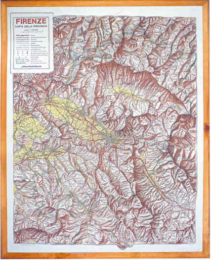 immagine di mappa in rilievo mappa in rilievo Provincia di Firenze - mappa in rilievo - con cornice in legno - 65 x 80 cm